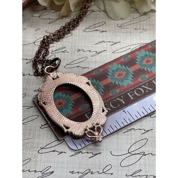 Black teal Turquoise Necklace Easter Mom Cameo Mom Rose Gold wedding Jewelry - Picture 11 of 13